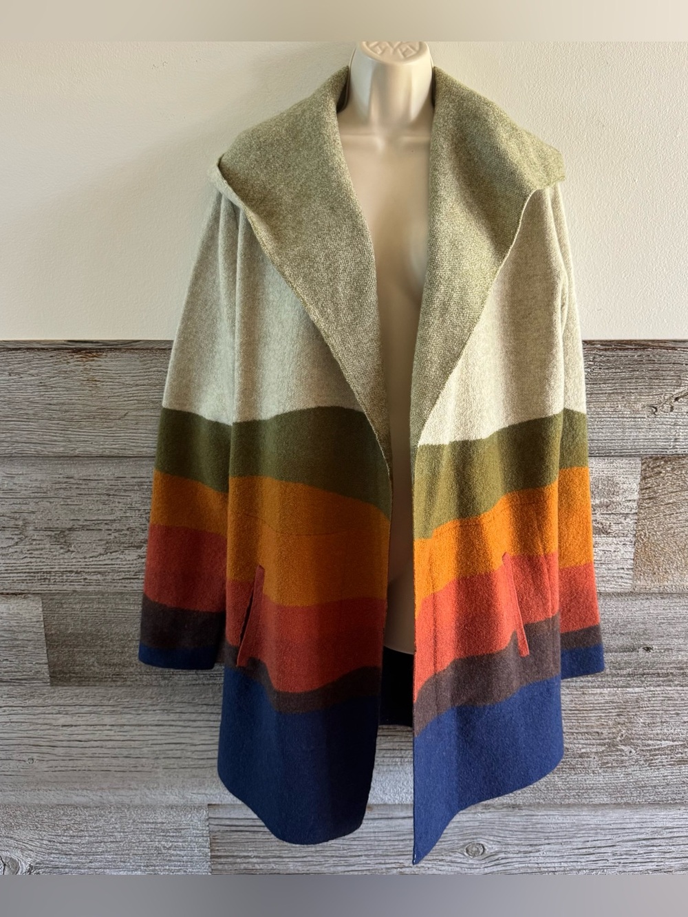 Toad&Co Merino Heartfelt Hoodie Coyote Ombre 100% Wool XL (T1)